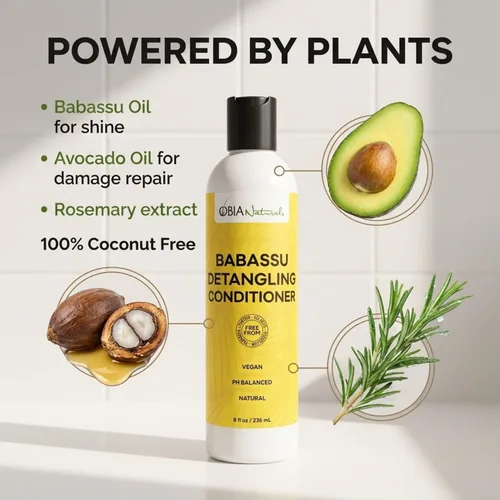 Miniatura 6 de OBIA Naturals Acondicionador desenredante Babassu, 8 onzas Vegan, coconut-free formula with avocado oil. Ideal for hydrating curly, coily and low