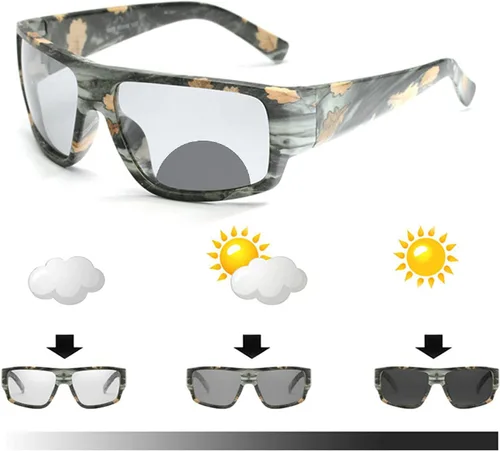 Gafas de lectura fotocromáticas bifocales invisibles para exteriores, transición, rectangulares, para hombres y mujeres, lentes de sol deportivas,