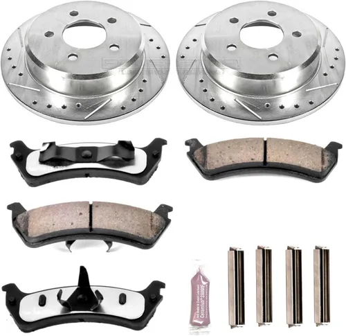 Miniatura 2 de PowerStop Kit de freno trasero para Ford Explorer 1995-01 Explorer Sport 2001-02 Ranger 1998-02 - Pastillas de freno de cerámica de fibra