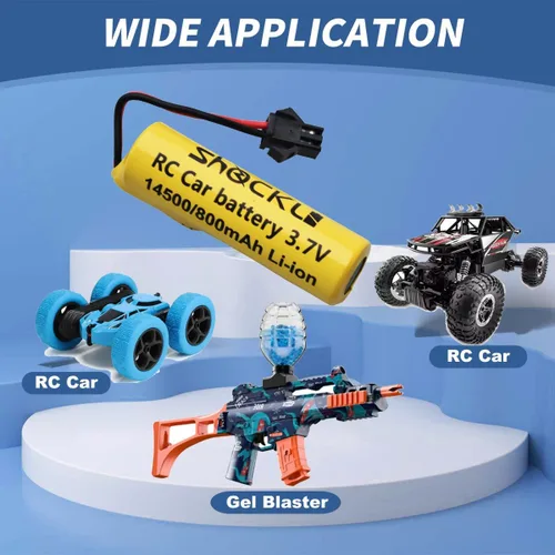 Miniatura 3 de Shockli 3.7V 800mAh Batería de control remoto para automóvil RC [500mAh actualizada], batería recargable Shockli de 3.7 V SM-2P con cable de carga