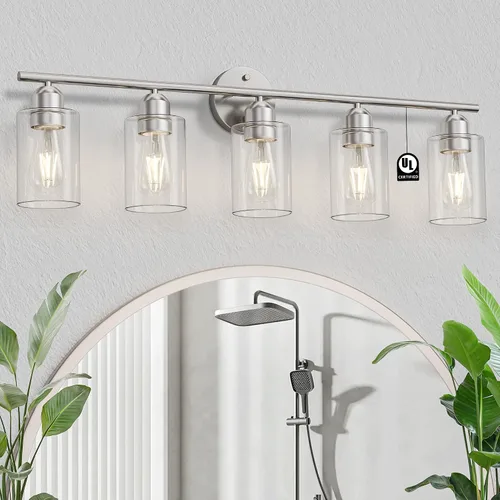 Miniatura 10 de Luz de Tocador de Baño Negra de 2 Luces Luces de Tocador de Baño Rústicas Sobre Espejo, Certificada por UL Apliques de Pared Industriales Modernos