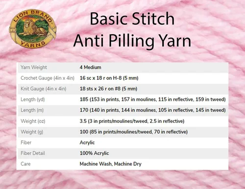 Miniatura 3 de Lion Brand Basic Stitch Hilo Acrílico Anti-Bolitas Ecru 202-098 (3 Madejas - Mismo Lote de Tinte) Worsted Mediano #4 Hilo Acrílico para Crochet