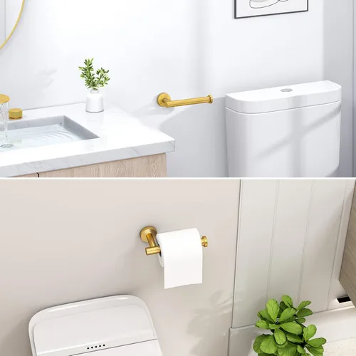 Miniatura 2 de Angle Simple SUS304 - Soporte de papel higiénico dorado oscuro cepillado, soporte para rollo de papel de baño de acero inoxidable, dispensador
