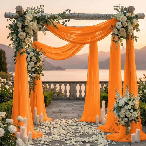 Miniatura 4 de MDS Paquete de 2 paneles de cortina para arco de boda (30 pulgadas de ancho x 20 pies de largo) tela de gasa transparente para boda, ceremonia