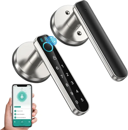 Cerradura de puerta de huellas dactilares, cerradura biométrica de puerta, perilla de puerta inteligente, con teclado de código de acceso, manija de