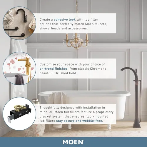 Miniatura 5 de Moen Voss 695BG - Llenador de bañera independiente de un solo mango de oro cepillado con ducha de mano
