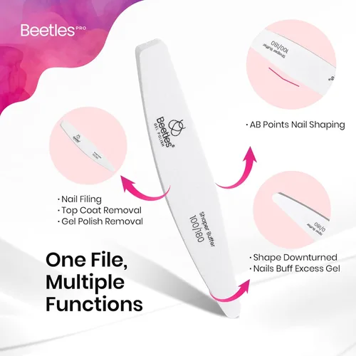 Miniatura 3 de Beetles - Lima de uñas profesional, 52 limas de esponja y pulidores para uñas naturales, tableros de esmeril de doble cara para uñas, kit de lima