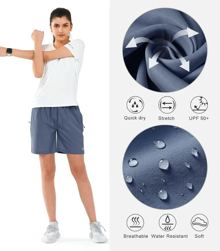 Miniatura 29 de NORTHYARD Pantalones cortos deportivos de senderismo para mujer, de secado rápido, ligeros, para gimnasio, entrenamiento, con 3 bolsillos