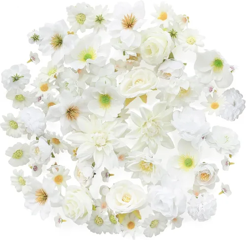 Miniatura 8 de Floroom Mini Cabezas de Flores Artificiales Salvia y Verde Oliva Peonía Falsa Margarita Rosa Multicolor Pequeñas Cabezas de Flores de Seda Sintética