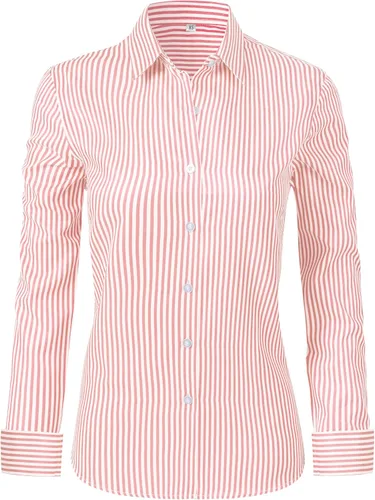 Miniatura 25 de Ruisin - Camisas supersuaves sin arrugas y con botones para mujer, unicolor, manga larga, diseño a rayas, estilo formal, blusa de vestir