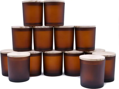Miniatura 49 de SHOWIN Frascos de vela gruesos de 10 onzas para hacer velas 15 piezas, frascos vacíos con tapas de madera para hacer velas, contenedor de muestra