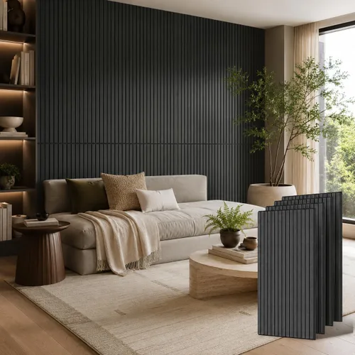 Miniatura 25 de PIWA Paneles de listones acústicos de madera, 94 x 24 pulgadas, 2 unidades, superficie MDF de 0.472 in con núcleo absorbente de sonido de 0.394