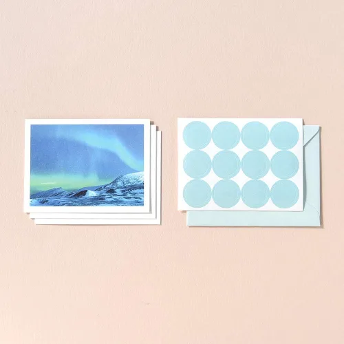 Miniatura 5 de Monolike Tarjeta día a día, Aurora - Mezcla de 36 minitarjetas individuales, 36 sobres, 36 calcomanías