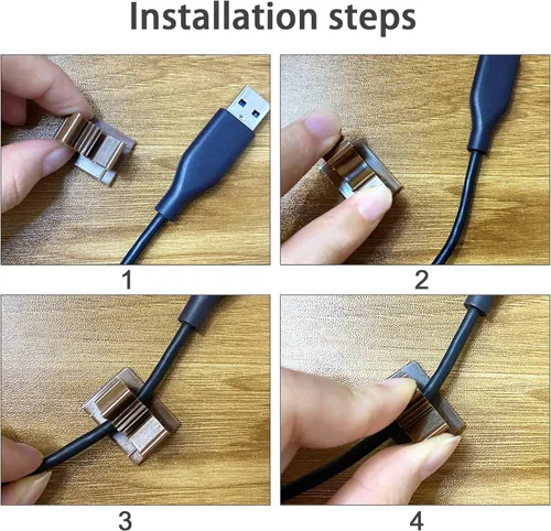 Miniatura 4 de 50 clips marrones Viaky autoadhesivos con respaldo de alambre de nailon ajustables clips de cable adhesivos para gestión de cables
