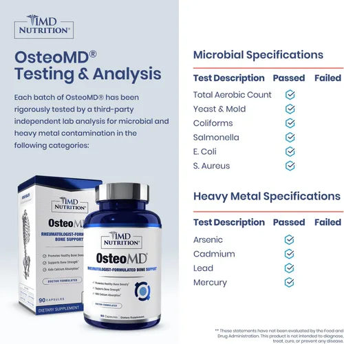 Miniatura 4 de 1MD Nutrition OsteoMD para un apoyo óseo integral con hidroxiapatita de calcio, vitamina D3 y K2 180 cápsulas (paquete de 2)