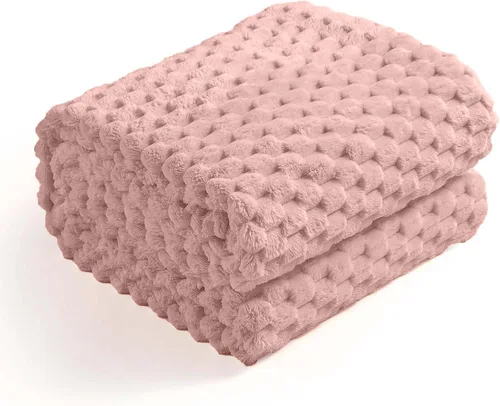 Miniatura 23 de Excervent - Manta de franela de lana de 50 x 70 pulgadas, mantas decorativas hexagonales de jacquard peludas para el hogar, camping y viajes, súper