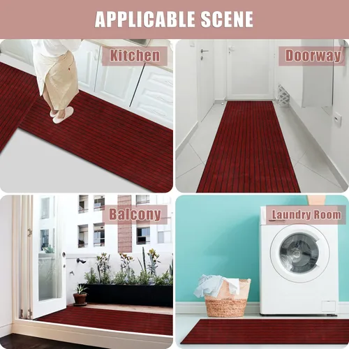 Miniatura 7 de Alfombra de pasillo de 2 x 6 pies para interiores y exteriores, perfil bajo, pasillo, cocina, patio, terraza, caravana, entrada, garaje, con Rayas