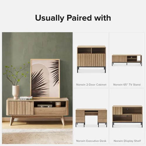 Miniatura 7 de mopio Brooklyn Soporte de TV Moderno de Mediados de Siglo, para TVs de hasta 50" / 59" Panel de Forma de Onda, Perfil Curvo Elegante con Estante