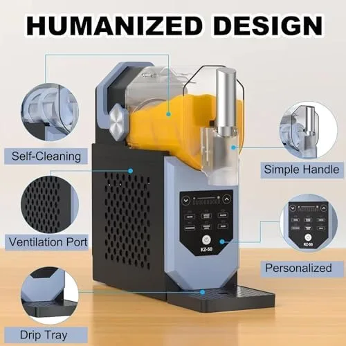 Miniatura 7 de Máquina comercial de granizado de hielo de 240 W, máquina de granizado de encimera con capacidad de 1.8 L, control táctil, rotación de 360°