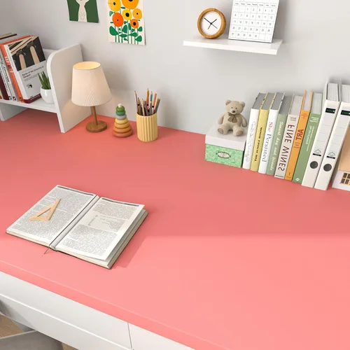 Miniatura 5 de FunStick Papel tapiz rosa coral para despegar y pegar, papel de contacto rosa para armarios, escritorio, aula, papel de pared extraíble autoadhesivo