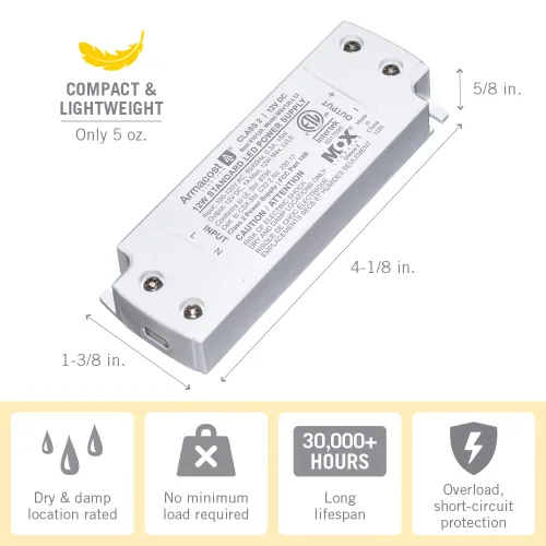 Miniatura 4 de Armacost Lighting 810120 Fuente de alimentación LED de 12 voltios, color blanco