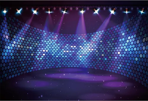 Miniatura 6 de Telón de fondo de escenario de 5 x 3 pies, luz azul, pista de baile, efecto de iluminación, fotografía, fondo de talento, cumpleaños, baby shower