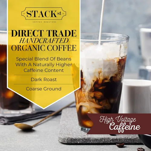 Miniatura 6 de Café orgánico de preparación en frío molido grueso 1 libra - CRANK Cafeína de alto voltaje tostado oscuro, molido grueso - por Stack Street