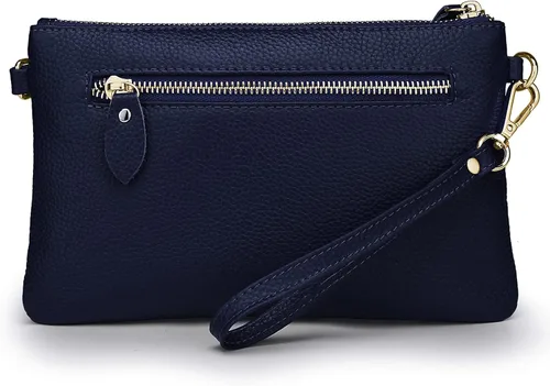 Miniatura 8 de YALUXE Cartera de mano de piel auténtica para mujer con correa cruzada