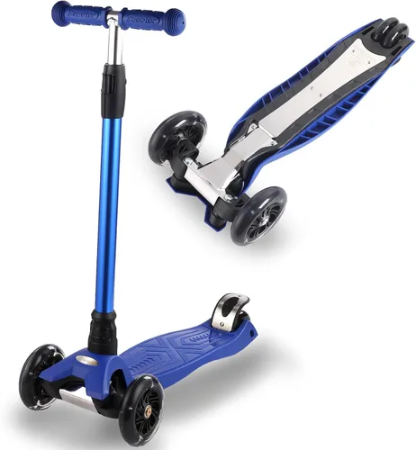 Patinete de 3 ruedas para niños de 6 a 12 años, patinete infantil con ruedas iluminadas, diseño de cubierta resistente y 4 alturas ajustables,