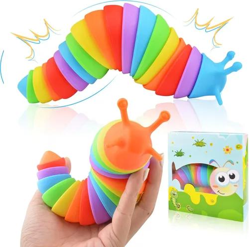 Cevioce Juguete Fidget de Babosa, Juguete Sensorial Fidget de Babosa para Niños y Adultos, 2 Piezas de Lindos Juguetes Sensoriales Articulados en 3D