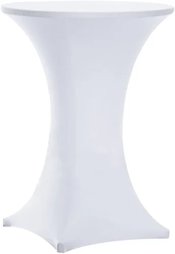 Miniatura 2 de Tina's Paquete de 2 fundas para mesa de cóctel de elastano Highboy de 32 x 43 pulgadas, color blanco, mantel elástico ajustable para mesas redondas