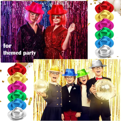 Miniatura 5 de Handepo 48 sombreros de vaquera de Halloween a granel, disfraz de cosplay metálico, suministros de fiesta para adultos