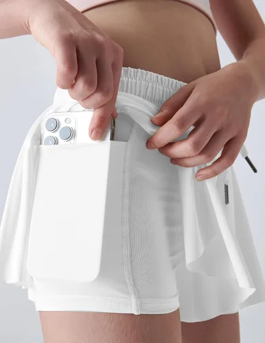 Miniatura 65 de Paquete de 3 pantalones cortos fluidos para niñas con forro de elastano, 2 en 1, faldas de mariposa para jóvenes, para fitness, correr, deportes