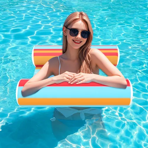 Miniatura 3 de Paquete de 3 flotadores inflables para piscina, hamaca de agua de tamaño adulto, 4 en 1, almohadilla flotante de agua flotante, círculo de natación