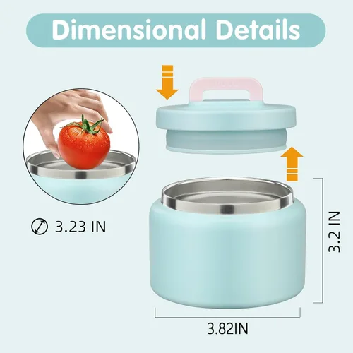 Miniatura 2 de JXXM Tarro térmico de 8 onzas para alimentos fríos y calientes para niños, recipientes aislados para el almuerzo, tarro de comida caliente, a prueba