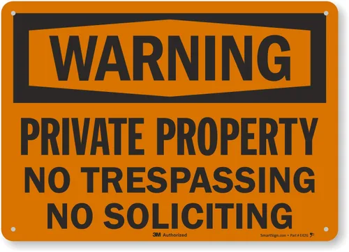 Smartsign U6-1206-RA_14X10 "Warning Private Property NO TRESPASSING NO Soliciting" Letrero reflectante de aluminio reciclado, 14 "x 10"