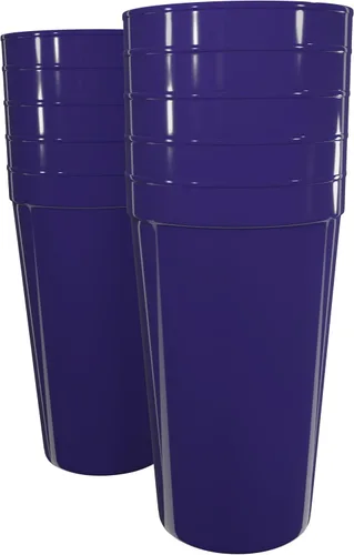Miniatura 13 de PartyPrints Paquete de 100 vasos de plástico en blanco reutilizables de 10 a 12 onzas, vasos de estadio a granel, sin BPA, aptos para lavavajillas