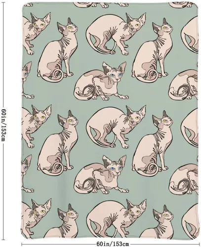 Miniatura 3 de Hairless Naked Cats Sphynx - Manta de forro polar, súper suave y cálida, manta térmica de felpa para cama, sofá y sala de estar