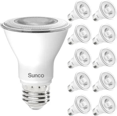 Sunco Paquete de 10 Bombillas LED PAR20, Bombillas de Luz de Riel Iluminación de Inundación Interior Exterior, Alto Brillo, 800 LM, 8W (Equivalente