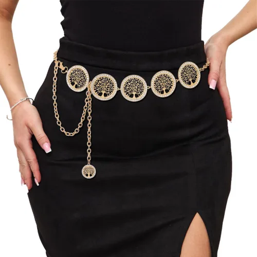 Miniatura 6 de Navoky Rhinestone Chain Belts for Women Tree of Life Chain for Dress Jeans Metal Belly Waist Chain Jewlry Accessories