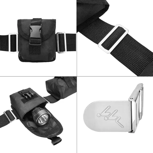 Miniatura 4 de Kit de cinturón de buceo, 1 cinturón de peso de buceo, 4 bolsillos de peso, 5 protectores de peso para buceo, apnea, pesca submarina y otras