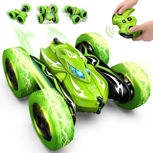 Miniatura 11 de Excitobo Coche de Control Remoto, Coches RC para Niños de 4, 5, 6, 7, 8, 9, 10, 11, 12 Años, Coche RC de Derrape 4WD Recargable con Doble Cara y Azul