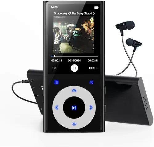 Reproductor de MP3 de 64 GB con Bluetooth, pantalla de 2.4", sonido Hi-Fi sin pérdidas, reproductor Bluetooth de MP3 con altavoz incorporado y radio