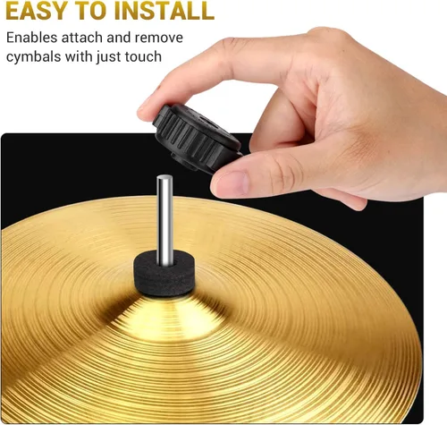 Miniatura 3 de Facmogu 6 piezas de tuercas de platillo de plástico negro, tuerca de platillo de 8 mm de ajuste rápido para kit de tambor de percusión, tuerca