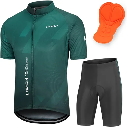 Miniatura 28 de Lixada Camiseta de ciclismo para hombre de manga corta con pantalones cortos acolchados de secado rápido para verano, ropa corta para bicicleta