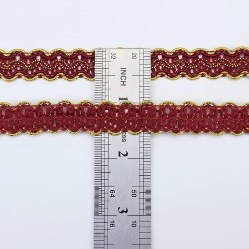 Miniatura 3 de Cinta de encaje dorada de 13 yardas, borde metálico para costura, manualidades, accesorios de ropa (borgoña)