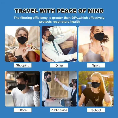 Miniatura 7 de YOTU Mascarillas KN95, 60 unidades, 5 capas de máscara antipolvo, eficiencia del filtro del 95%, adecuadas para el trabajo en casa, restaurantes