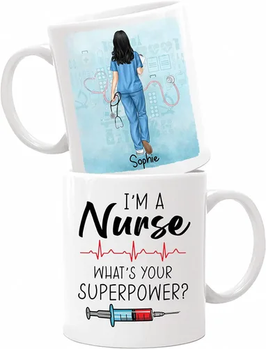 Miniatura 14 de Taza de café con nombre personalizado para médicos, taza de café personalizada para médicos, regalo para hombres, hombres, doctores, estetoscopio