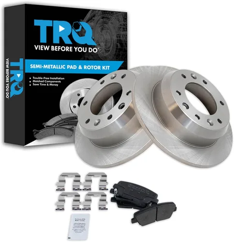 Miniatura 160 de TRQ Juego de pastillas de freno semimetálicas traseras y rotores compatibles con Chevrolet Trailblazer 02-06 Trailblazer EXT 04-06 SSR 02-07 GMC