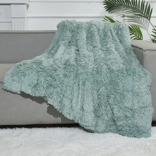 Miniatura 16 de GONAAP Manta de Tiro de Piel Sintética Mullida Tamaño Twin Rosa Claro Súper Suave Acogedora Felpa Mullida Lanuda para Sofá, Sillón o Cama